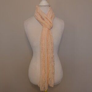 VINTAGE 1990s peach lace skinny scarf (flawed)